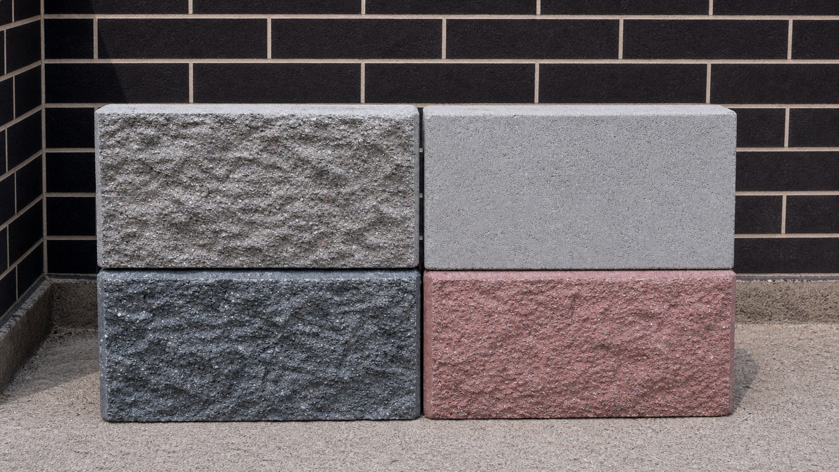 Textured and smooth concrete blocks